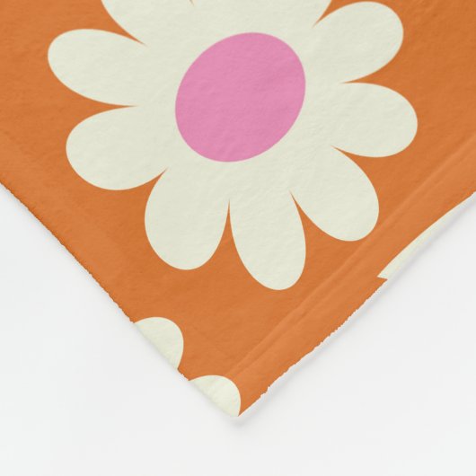 Groovy Retro Daisies Floral Pattern op sinaasappel Fleece Deken (Hoek)