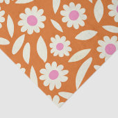 Groovy Retro Daisies Floral Pattern op sinaasappel Tissuepapier (Detail)
