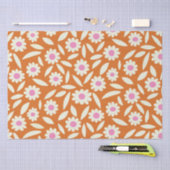 Groovy Retro Daisies Floral Pattern op sinaasappel Tissuepapier (Craft)