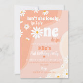 Groovy Retro Daisy 1e Verjaardag uitnodiging (Voorkant)