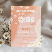 Groovy Retro Daisy 1e Verjaardag uitnodiging