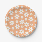 Groovy Retro Daisy abrikoos Papier Borden Papieren Bordje (Voorkant)
