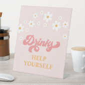 Groovy Retro Daisy Birthday Drink Reclamebord Met Voetstuk (Insitu)
