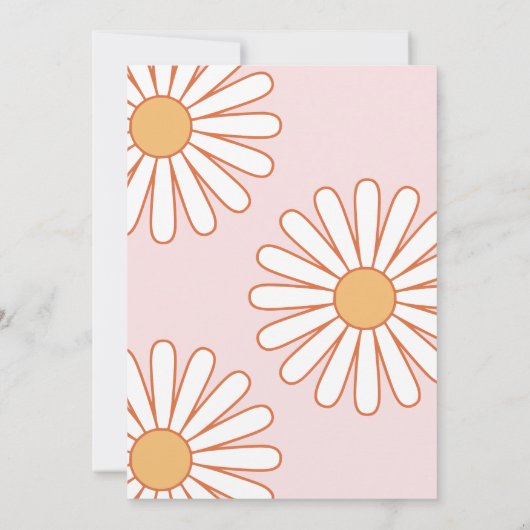 Groovy Retro Daisy Boho Orange Pink Birthday Kaart (Achterkant)