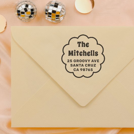 Groovy Retro Daisy Familienaam Retouradres Rubberstempel