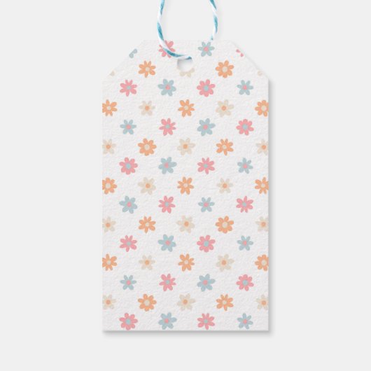 Groovy Retro Daisy Flowers Boho Floral Cadeaulabel (Achterkant)