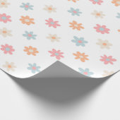 Groovy Retro Daisy Flowers Boho Floral Cadeaupapier (Hoek)