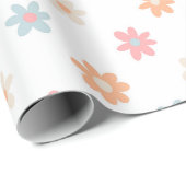 Groovy Retro Daisy Flowers Boho Floral Cadeaupapier (Rol Hoek)