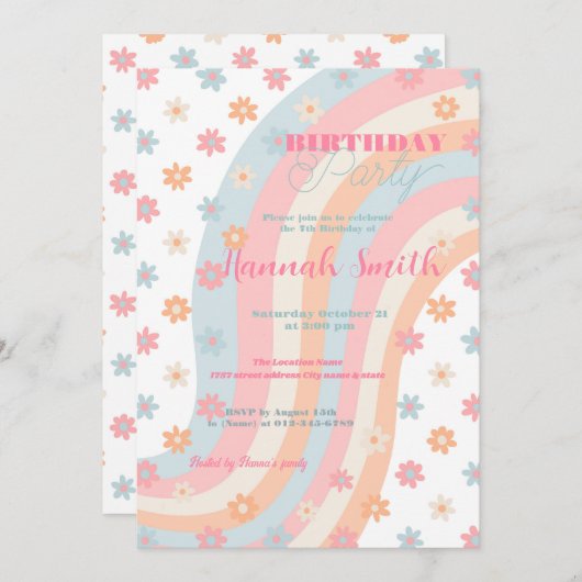 Groovy Retro Daisy Flowers Boho Floral Kaart (Voorkant / Achterkant)