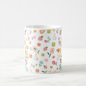Groovy Retro Daisy Flowers Patroon Boho Floral Koffiemok (Center)