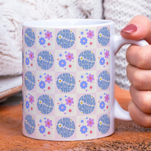 Groovy Retro Daisy Flowers Patroon Boho Floral Koffiemok