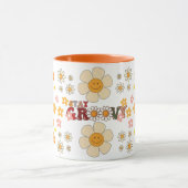 Groovy Retro Daisy Flowers Patroon Boho Floral Mok (Midden)