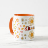 Groovy Retro Daisy Flowers Patroon Boho Floral Mok (Voorkant links)