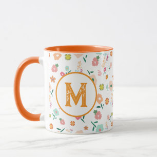 Groovy Retro Daisy Flowers Patroon Boho Floral Mok