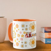 Groovy Retro Daisy Flowers Patroon Boho Floral Mok