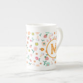 Groovy Retro Daisy Flowers Patroon Boho Floral Porselein Kop (Voorkant rechts)