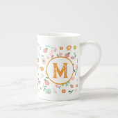 Groovy Retro Daisy Flowers Patroon Boho Floral Porselein Kop (Rechts)