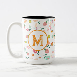Groovy Retro Daisy Flowers Patroon Boho Floral Tweekleurige Koffiemok