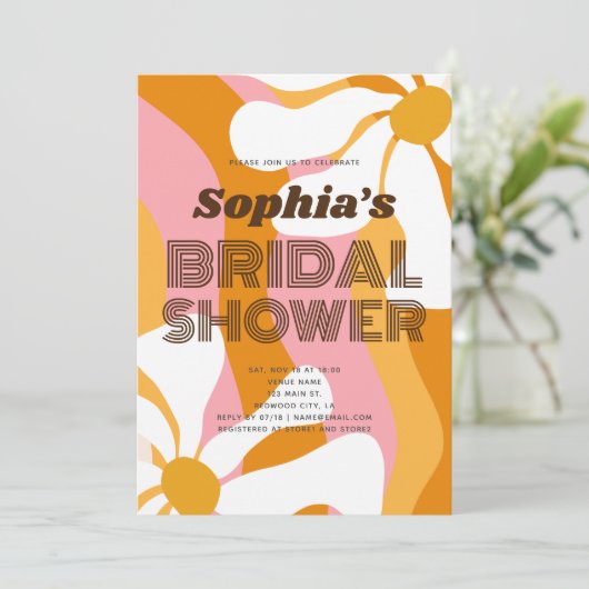 Groovy Retro Daisy Flowers Vrijgezellenfeest Kaart (Staand voorkant)