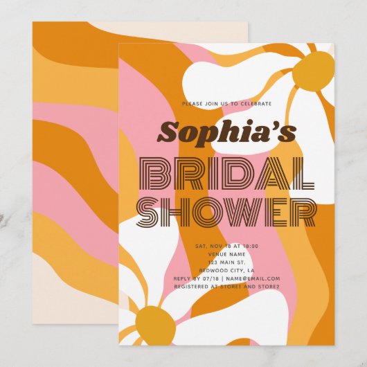 Groovy Retro Daisy Flowers Vrijgezellenfeest Kaart (Voorkant / Achterkant)