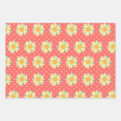 Groovy Retro Daisy in Geel blauw Inpakpapier Vel (Voorkant 2)