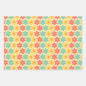 Groovy Retro Daisy in Geel blauw Inpakpapier Vel (Voorkant)