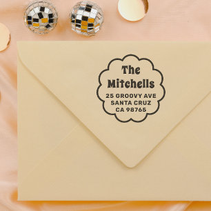 Groovy Retro Daisy Lijst Familie Retouradres Zelfinktende Stempel