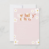 Groovy Retro Daisy Meisjes 1e Verjaardag Trivia Notitiekaartje (Voorkant)