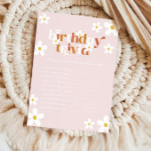 Groovy Retro Daisy Meisjes 1e Verjaardag Trivia Notitiekaartje