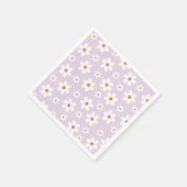 Groovy Retro Daisy Paars Paper Borden Servet (Hoek)