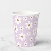 Groovy Retro Daisy Paars Papieren Bekers (Achterkant)