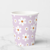 Groovy Retro Daisy Paars Papieren Bekers (Voorkant)