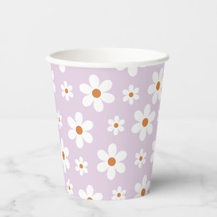 Groovy Retro Daisy Paars Papieren Bekers