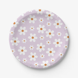 Groovy Retro Daisy Paars Papieren Bordje