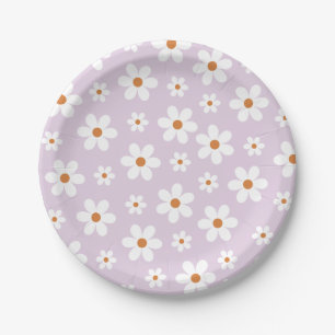 Groovy Retro Daisy Paars Papieren Bordje