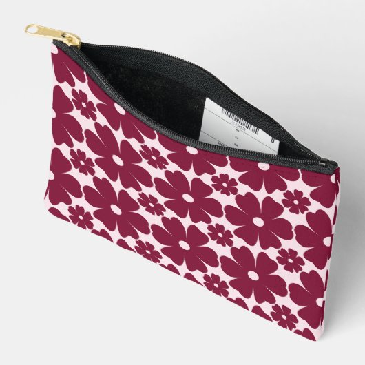 Groovy Retro Daisy Pattern Deep Berry Pink Etui (Open)