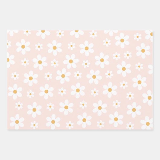 Groovy Retro Daisy Pink Inpakpapier Vel (Voorkant 2)