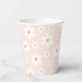 Groovy Retro Daisy Pink Papieren Bekers (Achterkant)