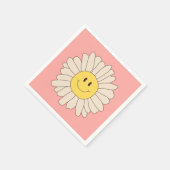 Groovy Retro Daisy Pink Servet (Hoek)