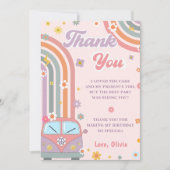 Groovy Retro Daisy Rainbow Verjaardag Dank je kaar Kaart (Voorkant)