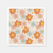 Groovy Retro Daisy Sinaasappel Blauw Cream Servet (Voorkant)