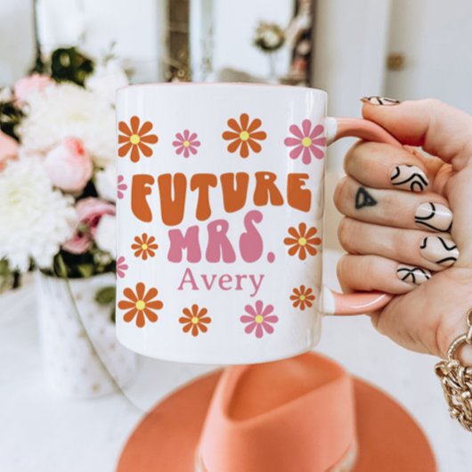 Groovy Retro Daisy Toekomst Mevrouw Verloving Gift Mok