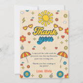 Groovy Retro Daisy Verjaardag Dank je kaart (Voorkant)