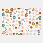 Groovy  Retro Daisy White Wrapping Paper (Voorkant 2)