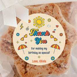 Groovy Retro dank u verjaardagsfeestje Ronde Sticker