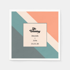 Groovy-Retro De Bruiloft Van Oranje Stofblauw Servet