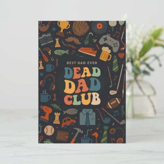 Groovy Retro Dead Dad Club Grappige Vaderdag Cadea Kaart (Staand voorkant)