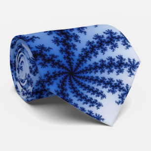Groovy Retro Delft Blue Fractal Art Stropdas
