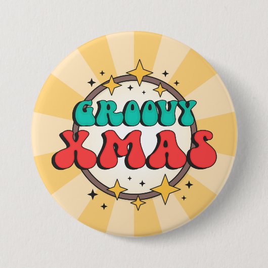 Groovy retro design Kerstmis Ronde Button 7,6 Cm (Voorkant)