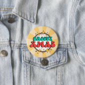 Groovy retro design Kerstmis Ronde Button 7,6 Cm (In situ)